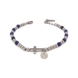 Bracciale beads con sfere di agata laurite e zirconiBracciale beads con sfere di agata laurite e zirconi