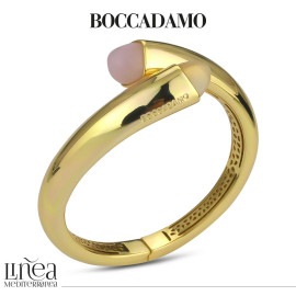Bracciale a molla con cristalli quarzo rosa e pietra di luna