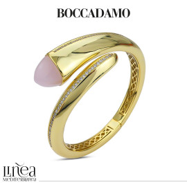 Bracciale contrariè color oro con cristallo color quarzo rosa