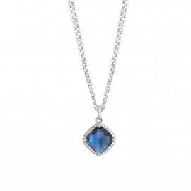 Collana doppio filo con cristallo blue montana e zirconi