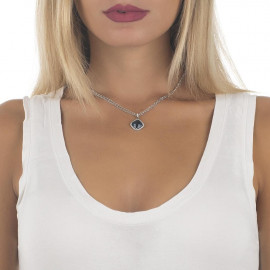 Collana doppio filo con cristallo blue montana e zirconi