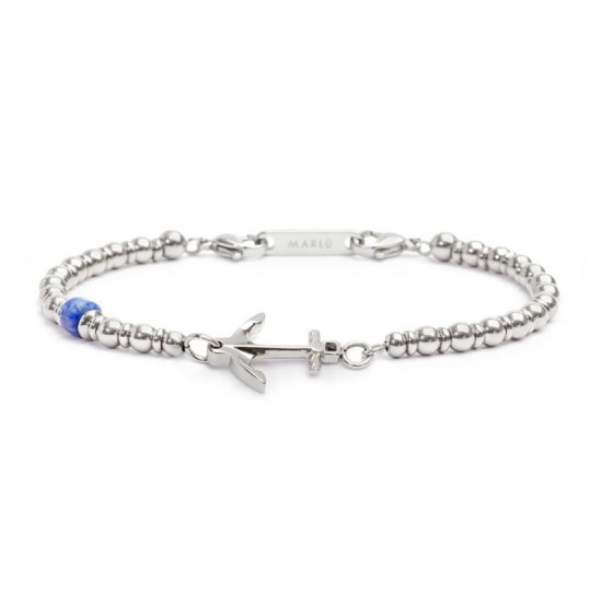 Bracciale con ancora elementi in ematite ed acciaio e rondella sodalite