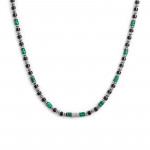 Collana con rondelle in malachite ed onice nera elementi in ematite