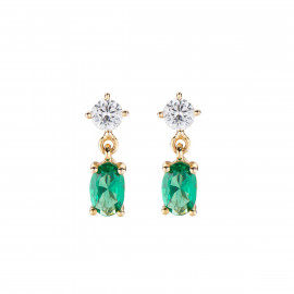 Orecchini Princess Dorati con Zircone Verde Ovale