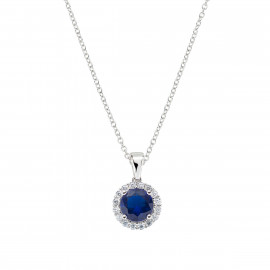 Collana Diamond con Zircone tondo Blu