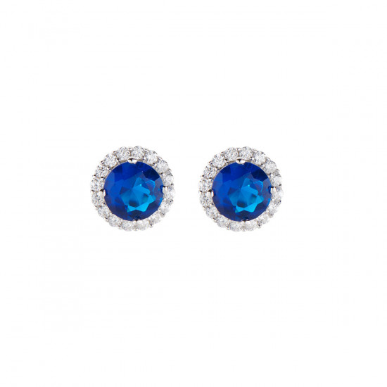 Orecchini Diamond con Zircone tondo Blu