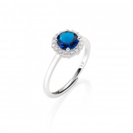 Anello Regolabile Diamond con Zircone tondo Blu