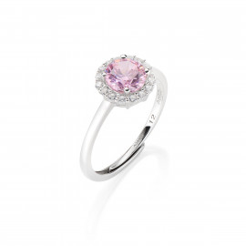 Anello Regolabile Diamond con Zircone tondo Rosa