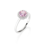 Anello Regolabile Diamond con Zircone tondo Rosa