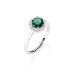 Anello Regolabile Diamond con Zircone tondo Verde