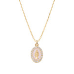 Collana mini Medaglia Miracolosa smaltata Rosa Perla