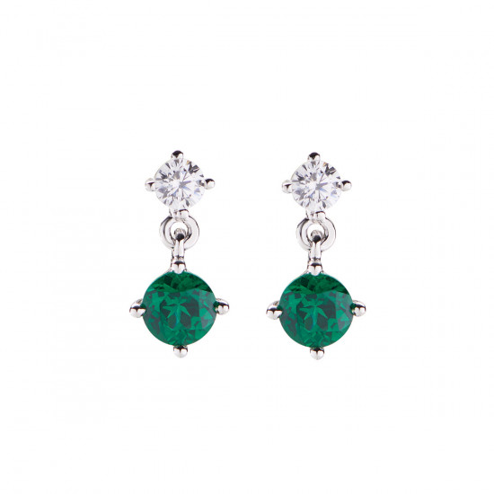 Orecchini Princess con Zircone Tondo Verde