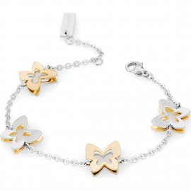 Bracciale S'agapò butterfly con farfalle acciaio e pvd oro