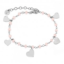 bracciale jack&co multi cuore con cristalli rosa