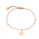 bracciale jack&co oro rosa con cuore e cristalli rosa