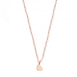 collana jack&co oro rosa con cuore e cristalli rosa