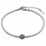 bracciale jack&co mini pepite e croce rodio nero