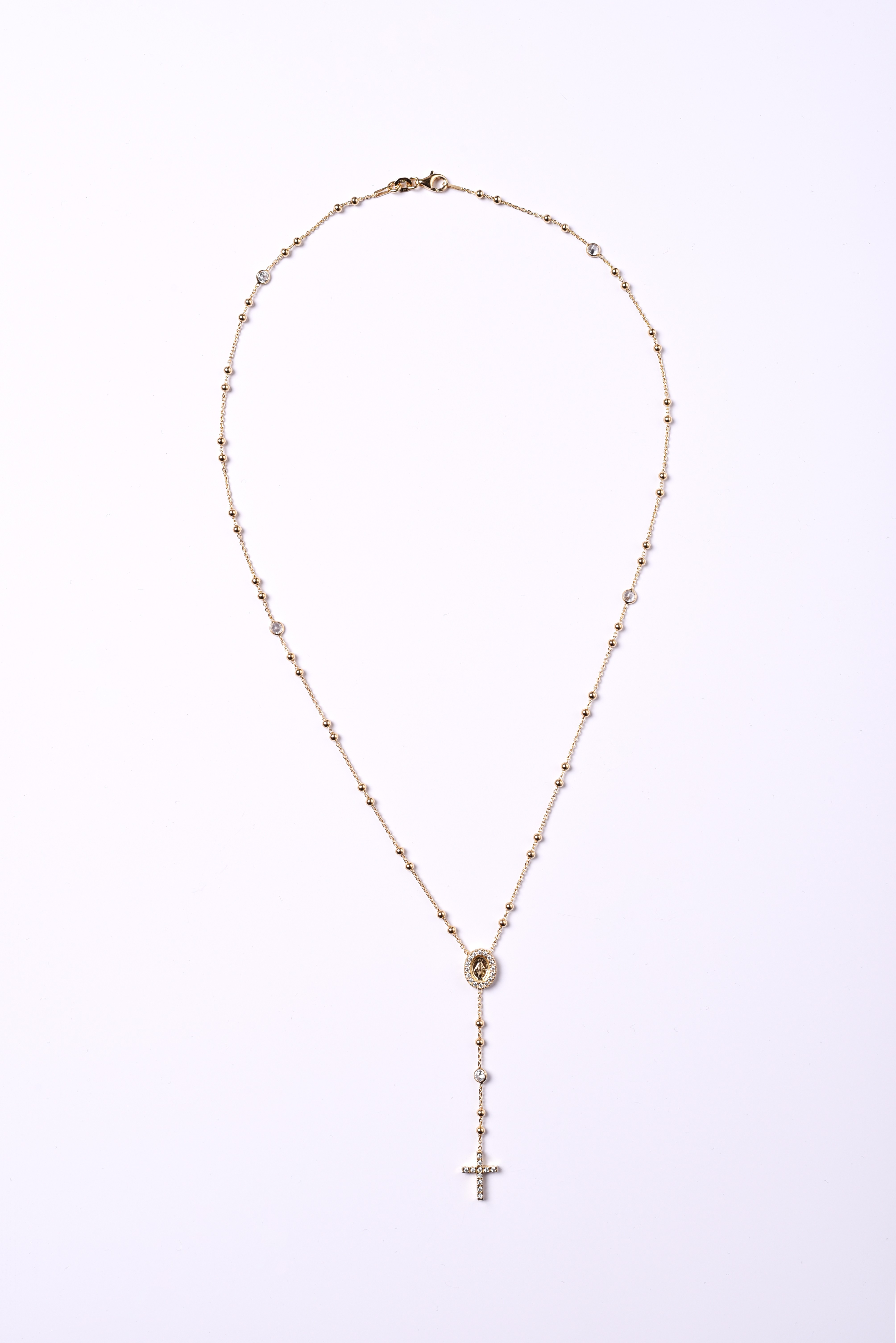 Collana Rosario SAGA GIOIELLI - Acciaio Inox Con Cristalli, 48cm