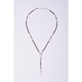 Collana Rosario lunga in Argento pietre nere