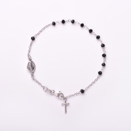 Bracciale Rosario pietre nere in argento 925/1000