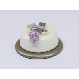 Anello campanella pavè con zirconi rosa