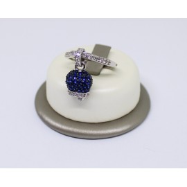 Anello campanella pavè con zirconi blu