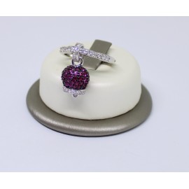 Anello campanella pavè con zirconi fucsia