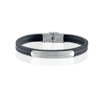 Bracciale Uomo Sector Bandy acciaio cuoio nero